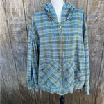 Venezia Jean Green Plaid Zip Up Flannel Size 26/28 Blue Photo 6