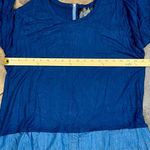 Women’s 3/4 Sleeve Block Color Blouse Zip Back Large Blue Photo 5