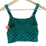 NWT Colsie Y2K 90s Crop Tank Top Womens S Green Velvet Checker Print Retro Rave Photo 2