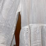 Urban Outfitters NWT UO Eva White Eyelet Long Balloon Sleeve Ruffled Plunge Neckline Blouse XS Photo 11