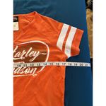 Harley Davidson T Shirt Orange & White Striped Sleeves Women XS Baton Rouge LA Photo 1