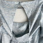 Free People  Silent Rawr Sky Blue Zebra Print Long Sleeve Babydoll Top XS Photo 6