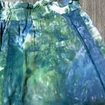 FRNCH  Blue Green Tie Dye Paperbag Waist Cotton Shorts Photo 4