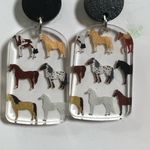 Handmade Horse Pattern Earrings | Boho Western Acrylic Jewelry Photo 1