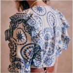 Sezane South Blouse Embroidered Floral Eyelet Blouse Summer French Blouse US 6 Photo 11