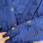 Roffe Vintage Metallic Belted Ski Skiing Jacket w/ Sunburst Pattern Women’s 90’s Blue Size 8 Photo 5