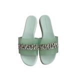 Karl Lagerfeld Mint Green Jeweled Rhinestone Slide Sandals Size 7 Photo 5