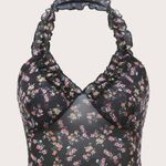 ROMWE Ditsy Floral Frill Halter Top Photo 0