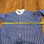Spanx  Blue Relaxed Fit Poplin Stripe Button Front Top Size Large Photo 8