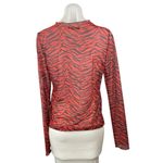 ZARA Women's Red Black Zebra Animal Print Sheer Long Sleeve Blouse Top Size L Photo 2