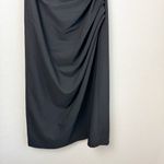 Dress the Population  Martine Black Crepe One Shoulder Ruched MIDI Dress NWT Photo 4