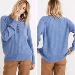 Madewell NEW plus Donegal dowden Henley Sweater in Coziest Yarn, blue, 3X Photo 1