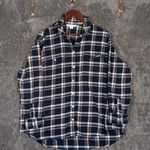 Old Navy Womens The Boyfriend Shirt Button Front Plaid Navy Flannel Size Xl Photo 1
