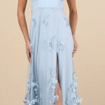 Lulus NWT Abundant Charm Light Blue 3D Floral Appliqué Maxi Dress Size XL Photo 0