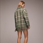 ZARA  WOOL BLEND PLAID OVERSHIRT FRINGED STUDS KHAKI SHACKET NEW SIZE XS NEW Photo 12