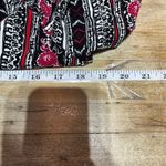 EXPRESS Women's V Neck Boho tunic Blouse Tassel Floral Mini Red Black small Photo 2