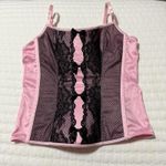 Victoria's Secret Victoria’s Secret Corset Style Tank Top Sz M Medium Pink With Black Lace Photo 12