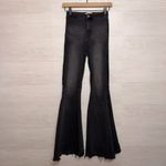 By Together  Super Flare Jeans Black High Rise Raw Hem Stretch Denim Photo 1