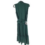 Style Mafia Midi Dress Mock Neck Belted Tiered Sleeveless Emerald Green M Size M Photo 1