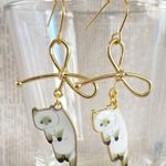 Handmade Kawaii funny cat ribbon dangle earrings✨ Photo 2