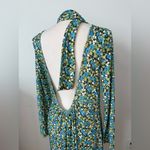 ZARA  Open Back High Neck Midi Length Green Floral Dress size L Photo 14