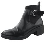 ZARA  Women's Black Leather Almond Toe Buckle Strap Ankle Boots Booties Size 8 Photo 0