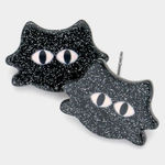 Brand New Boutique Resin Halloween Black Cat Halloween Spooky Stud Earrings Photo 0
