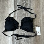 Shade & Shore NWT Swimwear Sz S Black Bikini Top W Ruffle & Metal Ring Photo 2