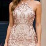 NWT Ava Presley Halter Mini Sequined Dress Pink Size 6 Photo 0