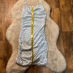 Bodycon Dress White Blue Floral Spaghetti Straps Gathered Sides Size Medium‎ Photo 4