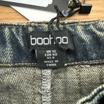 Boohoo Jeans Lace Up Distressed Seams Size US 8 Vintage Wash Blue Brown Photo 3