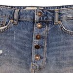 Free People  We The Free Mini Skirt Womens 27 Denim Distressed Frayed Button Fly Photo 5