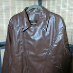 SheIn Brown Faux Leather Moto Jacket Photo 0