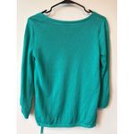 Chico's  Teal Green Ruched Side Tie Knit Sweater Top Classic Work Size 0 Small Photo 1