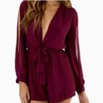 Tobi chiffon floral print faux wrap romper, long slit sleeve, lined, XS Photo 11