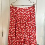 Karl Lagerfeld Floral-Print Pleated A-Line Skirt Size 10 Red Photo 2