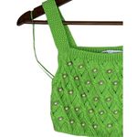 ZARA Rare Sleeveless Sweater Pearl Knit Stretch Cropped Tank Top S Green #3751 Photo 3