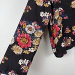 Anthropologie First Monday Top Womens M Black Floral Cinch Front Boho Cottage Photo 2