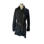 Michael Kors Womens Asymmetric Zip Front Trench Coat Black size SMALL Photo 10