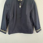 St. John Sport Black Full Zip Blazer Jacket With Gold Clock Embroidery Sm Photo 3