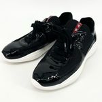 Prada America's Cup Biker Fabric Sneakers Size 36.5 Black White Patent Leather Photo 0