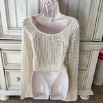 Urban Outfitters  Cream Knit Long Sleeve Scoop Neck Cropped Women's Sweater Sz XL Photo 3