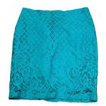 Loft Women's Teal Crochet Lace Pencil Skirt Size 6P Knee Length Photo 0