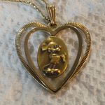 Mickey Mouse Double Heart Pendant Charm Walt Disney Production Vintage Gold Tone Photo 9