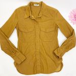 Aritzia Babaton X  Micro Corduroy Button Up Long Sleeve Shirt Top: Mustard Photo 1