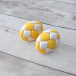 Vintage Clip On Earrings Retro Easter Egg Large Statement Earrings Yellow Photo 1