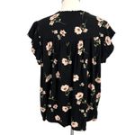 Buffalo David Bitton Floral Short Sleeve Blouse Black Pink Lightweight Size XL Photo 7