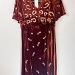 Tea N Rose  NWT The Tyrone Embroidered Dress In Brown Velvet Size L Photo 0
