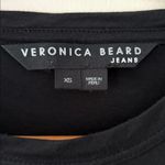 Veronica Beard  Jeans Waldorf Tee Ruched Sleeves Pima Cotton Black Size XS Photo 6