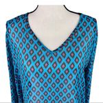 Wrangler  Rock 47 Lightweight Semi Sheer Vneck Blouse Top Bell Sleeve Blue Medium Photo 1